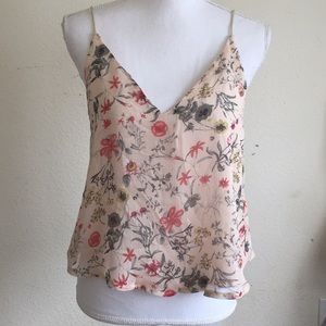 LF pink floral flowy tank top